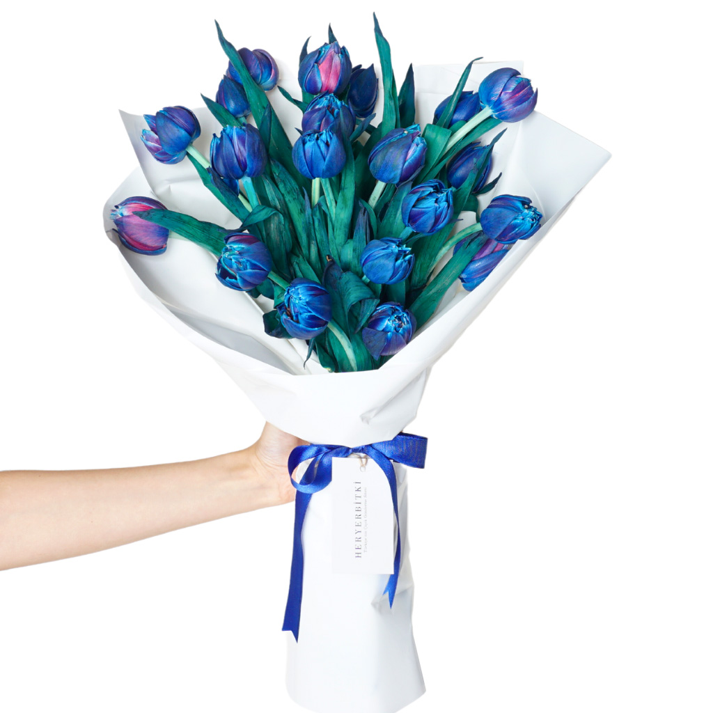Aqua Dream Tulips (20'li Mavi Alacalı Lale Buketi)