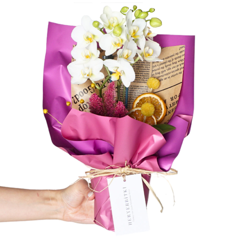 Spotlight Gift (Beyaz Midi Orkide Aranjmanı)